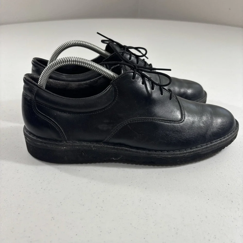 VTG L.L. Bean G2 Men's Black Leather Slip Resistant Work Loafer Shoes Sz 9 D